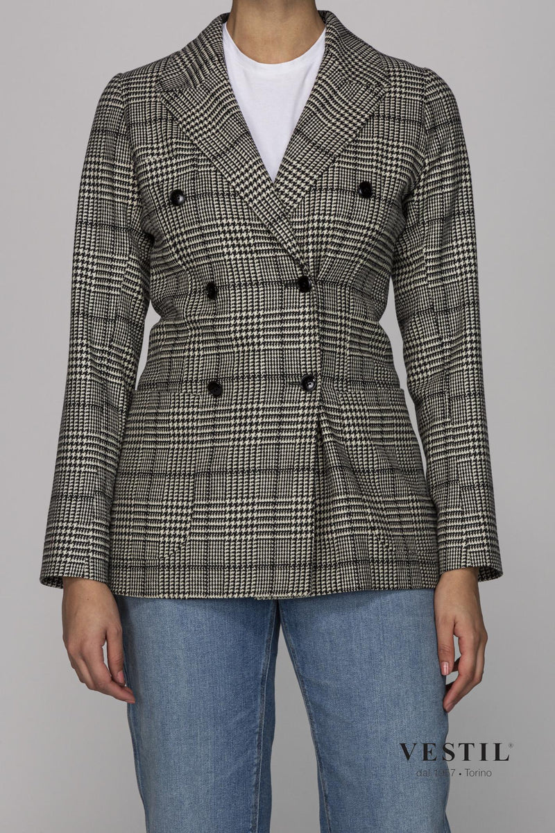 WOMEN'S MASSIMO PIOMBO JACKET, DOUBLE BREASTED, BLACK AND WHITE