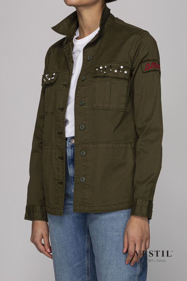 SUN 68 WOMEN'S JACKET, SAHARIAN JACKET, MILITARY GREEN