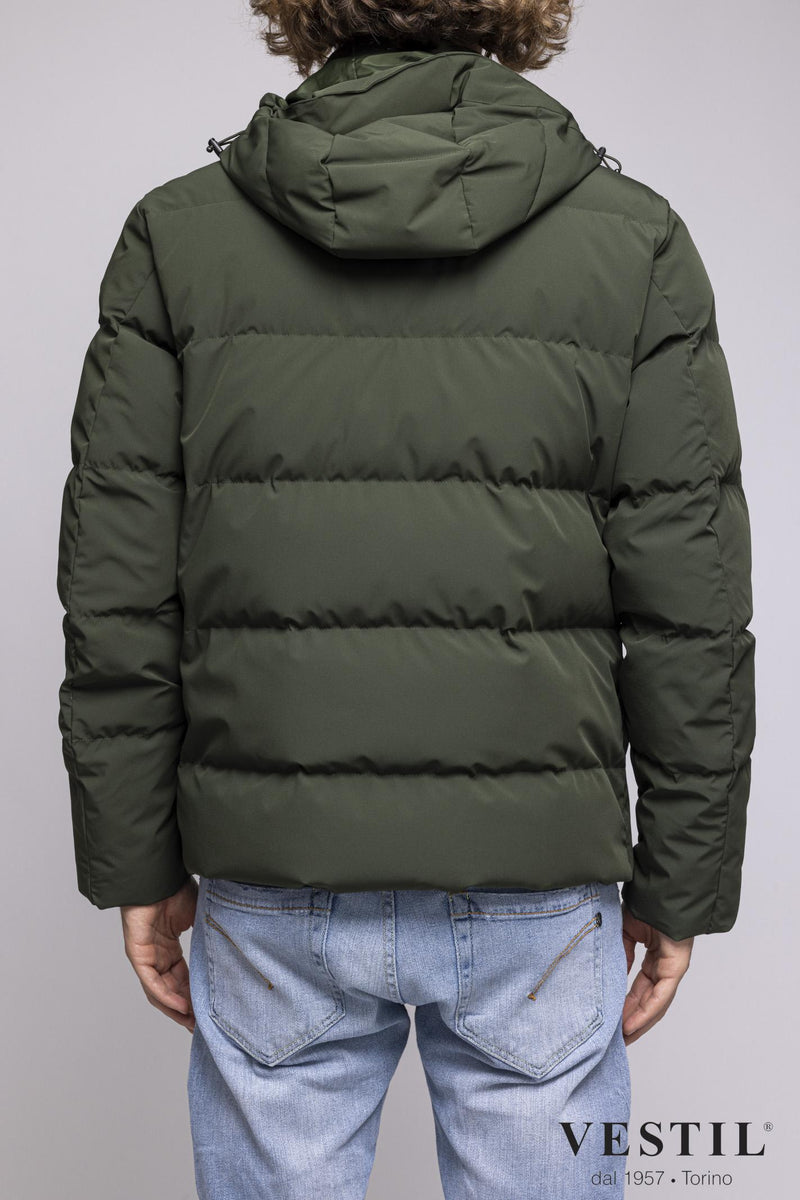 Down jacket with detachable zip button