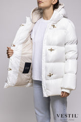 FAY, down jacket with hood, white, women