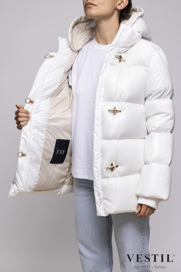FAY, down jacket with hood, white, women