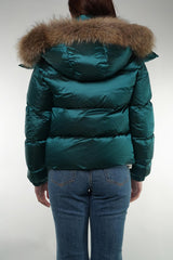 Piumino Corto trapuntato imbottito piuma cappuccio con pelo staccabile abbottonatura coperta 13352000 177 Paul & Shark 