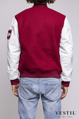 College man white bomber jacket