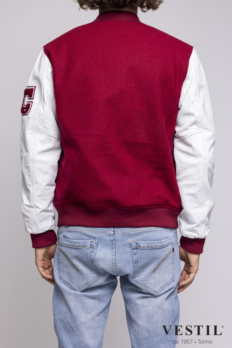 College man white bomber jacket
