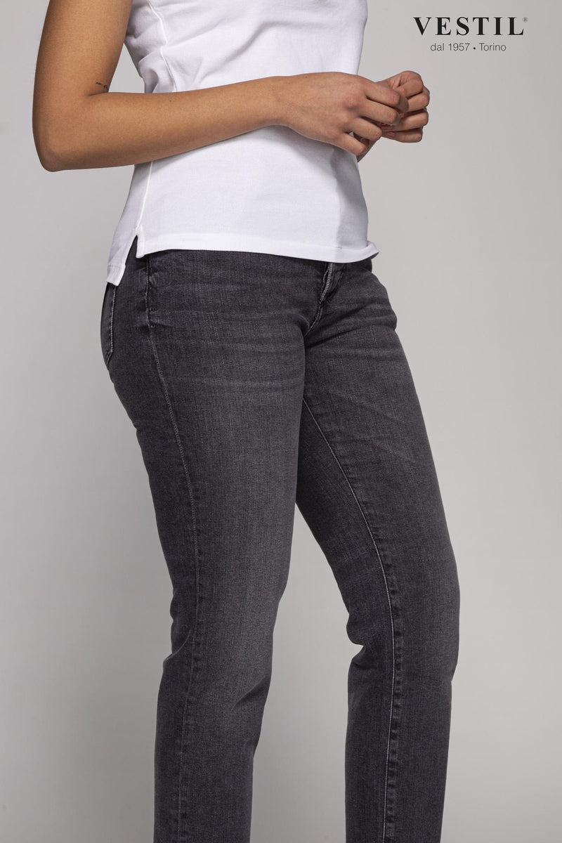 DEPARTMENT 5 WOMEN'S TROUSERS, DENIM JEANS, METALLIC GRAY