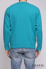 AMARANTO, Crew-neck sweater, cashmere, light blue, unisex