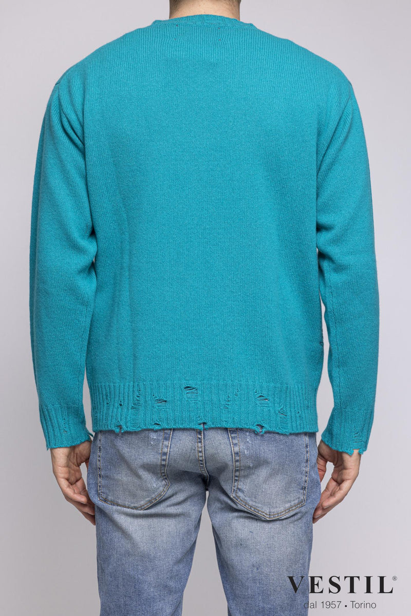AMARANTO, Crew-neck sweater, cashmere, light blue, unisex