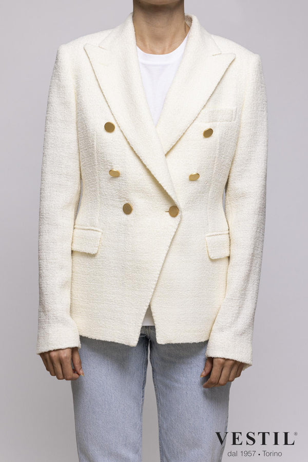 WOMEN'S CUTTER JACKET, BRUSHED WOOL BLEND, CREAM