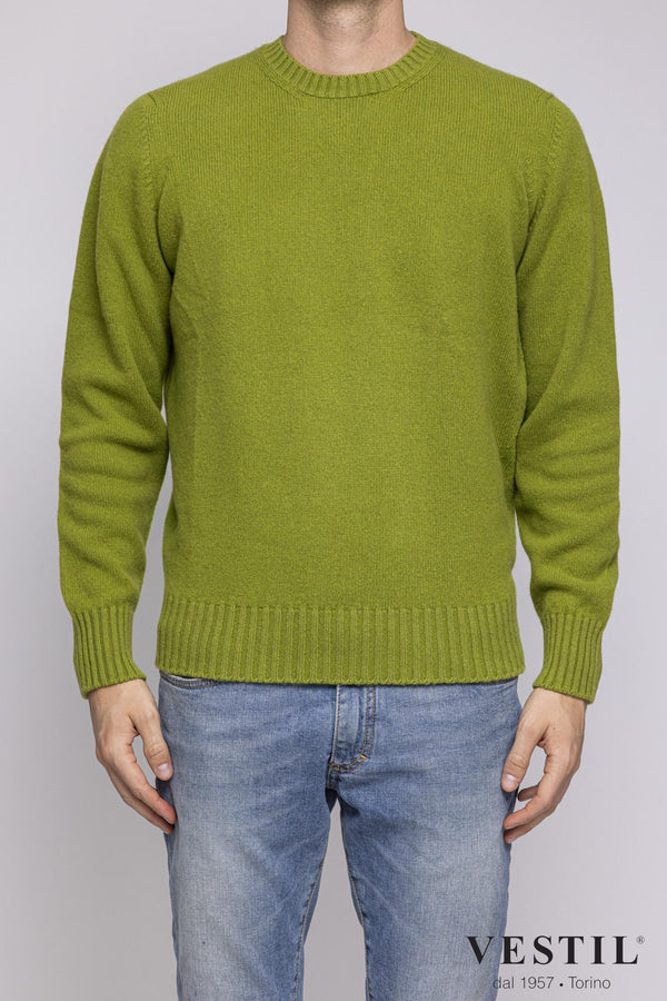 JURTA, Crew-neck sweater in wool blend, acid green, man