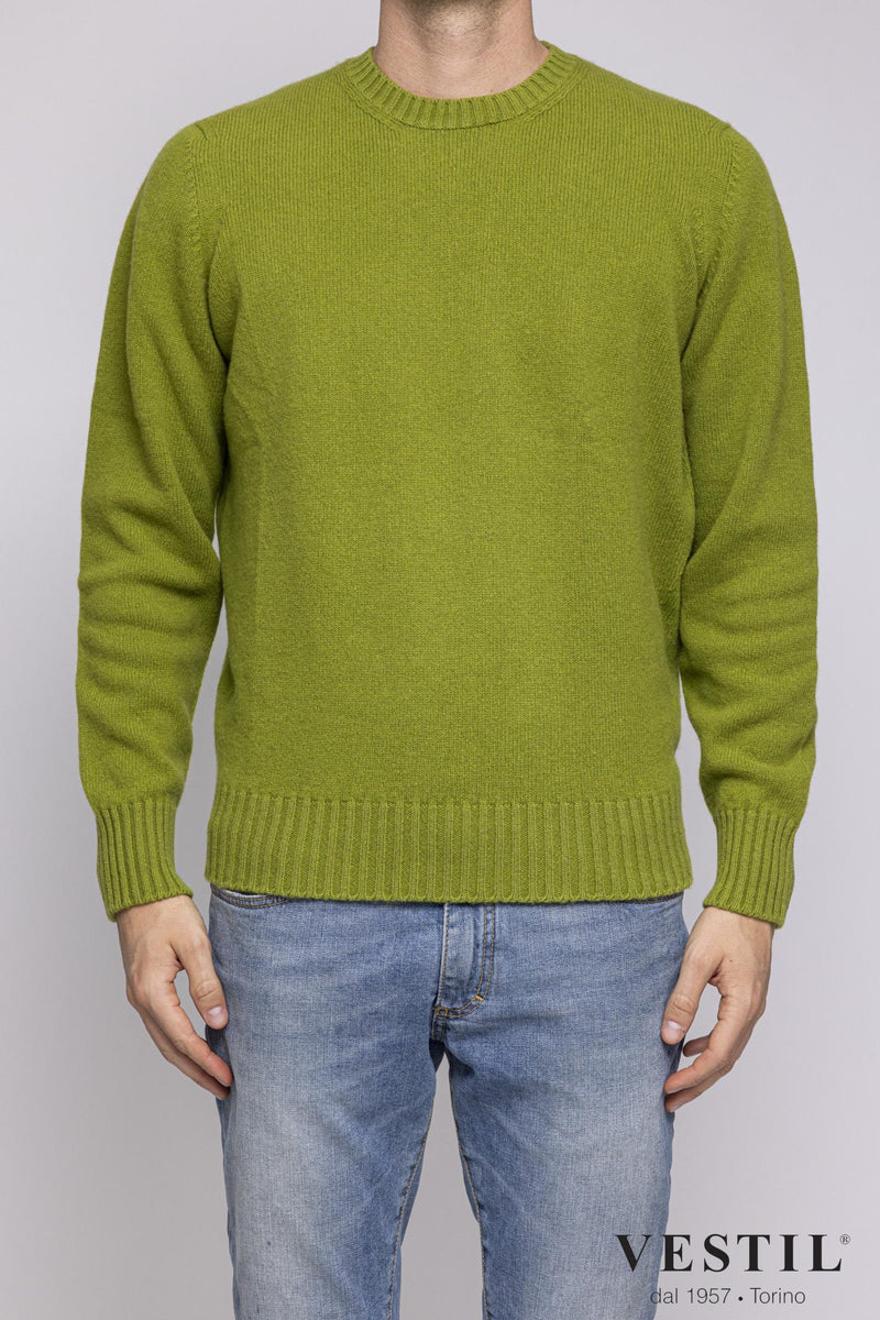 JURTA, Crew-neck sweater in wool blend, acid green, man