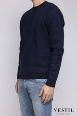 RAKKI, Wool crew neck sweater, blue, man
