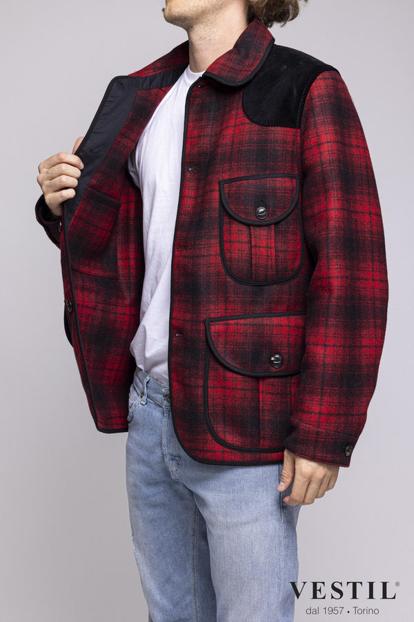 FORTELA MEN'S JACKET, HUNTING JACKET, RED AND BLACK