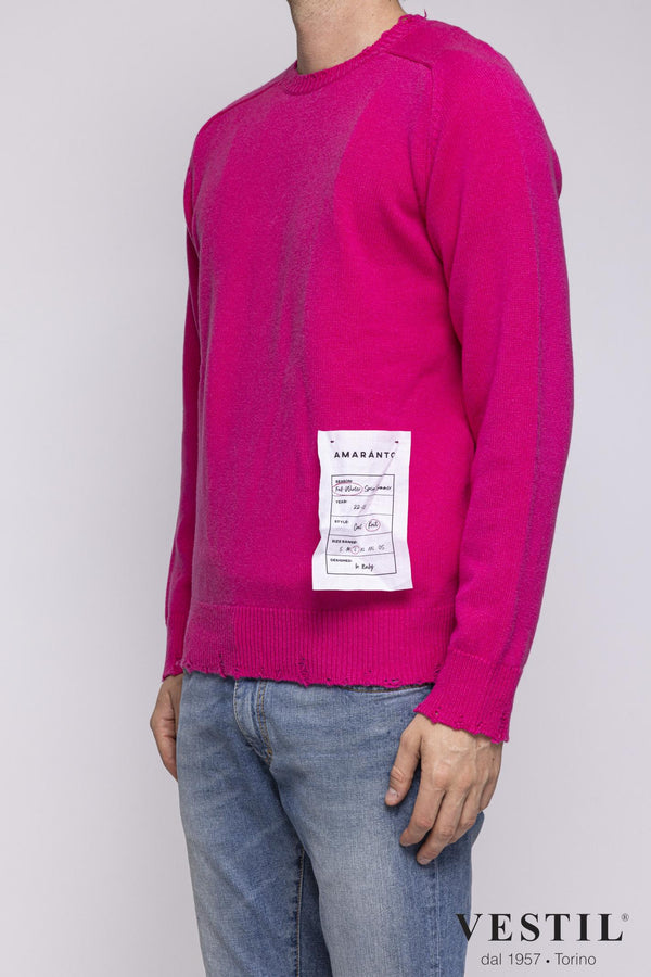 AMARANTO, Crew-neck sweater, cashmere, fuchsia, unisex