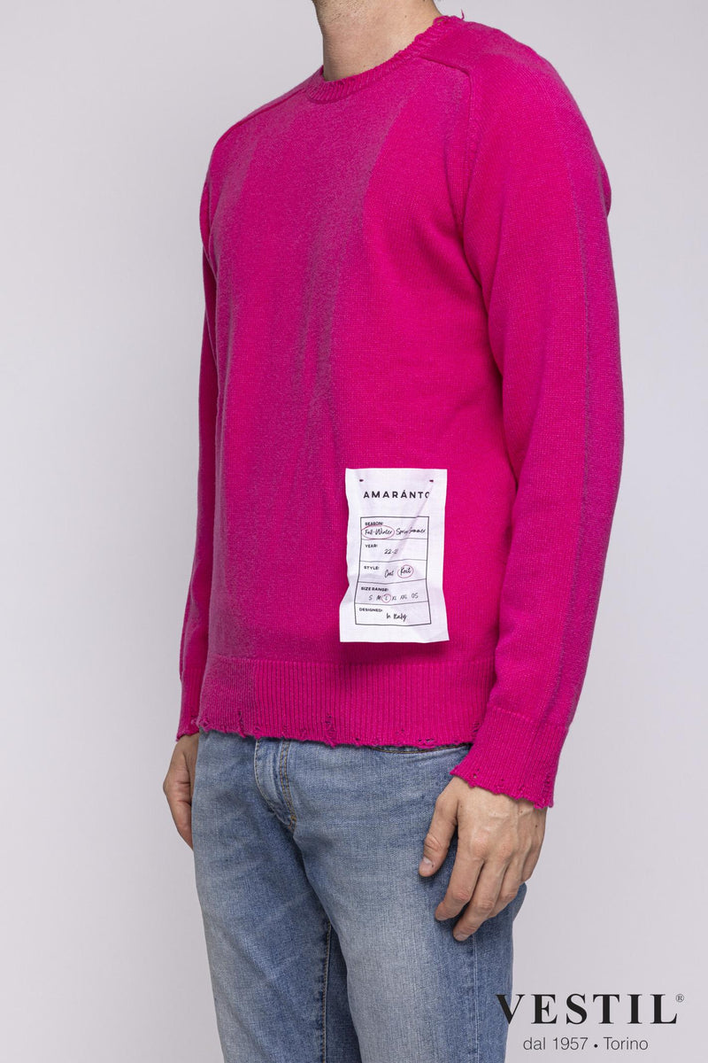 AMARANTO, Crew-neck sweater, cashmere, fuchsia, unisex