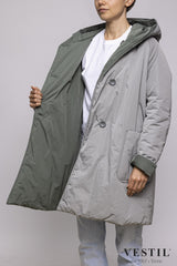 WOMEN'S OOF WEAR JACKET, REVERSIBLE WITH HOOD, GRAY AND GREEN