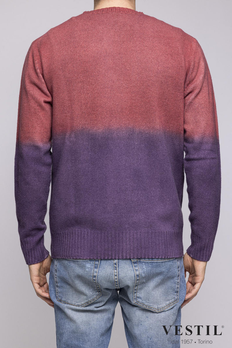 ALTEA, Turtleneck sweater in wool blend, purple and burgundy, man
