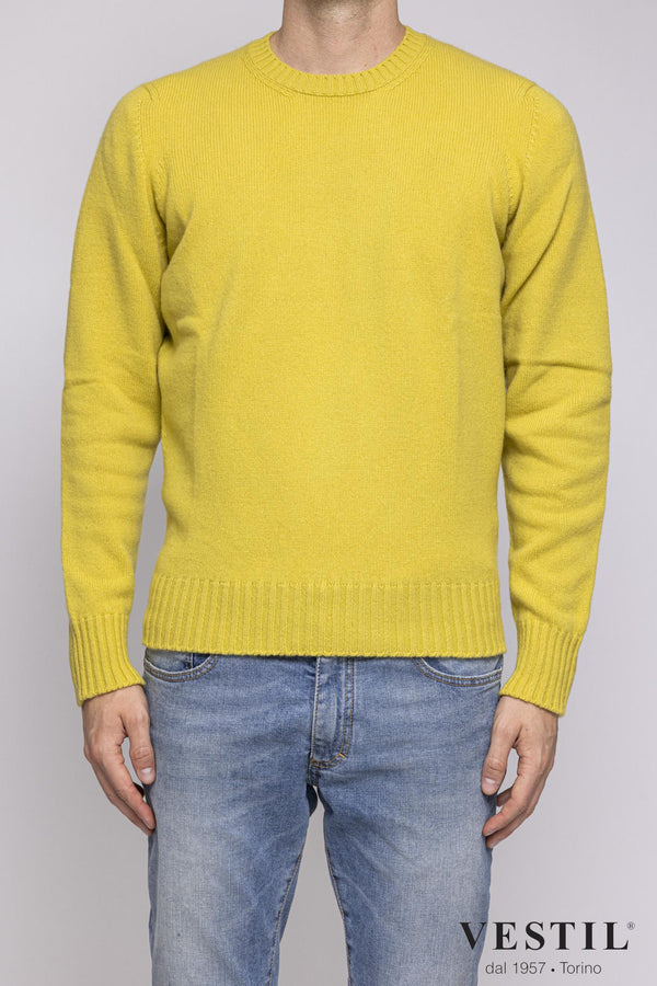 JURTA, wool blend crew neck sweater, lime, men