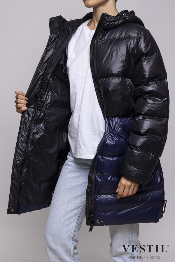 WOMEN'S OOF WEAR JACKET, DOWN JACKET, TWO-TONE BLACK