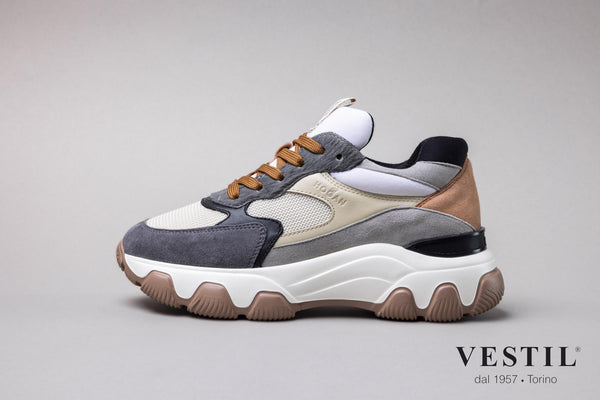 Hogan, sports shoe, beige gray black, women