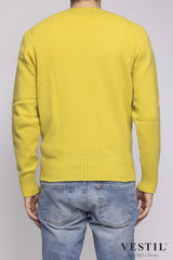 JURTA, wool blend crew neck sweater, lime, men