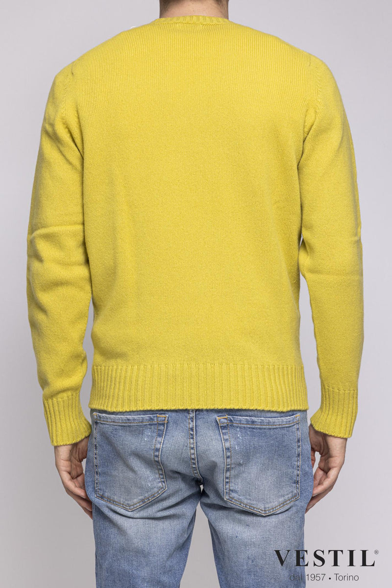 JURTA, wool blend crew neck sweater, lime, men