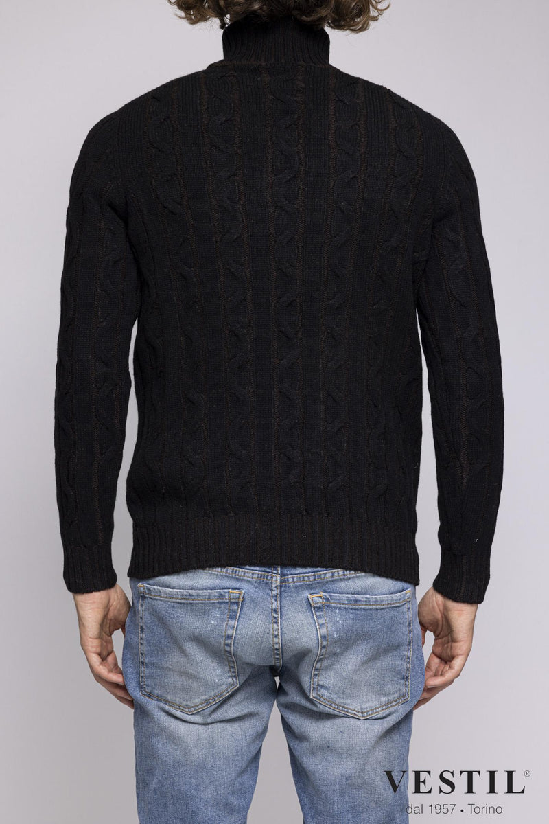SETTEFILI CASHMERE, cashmere turtleneck sweater, black, man