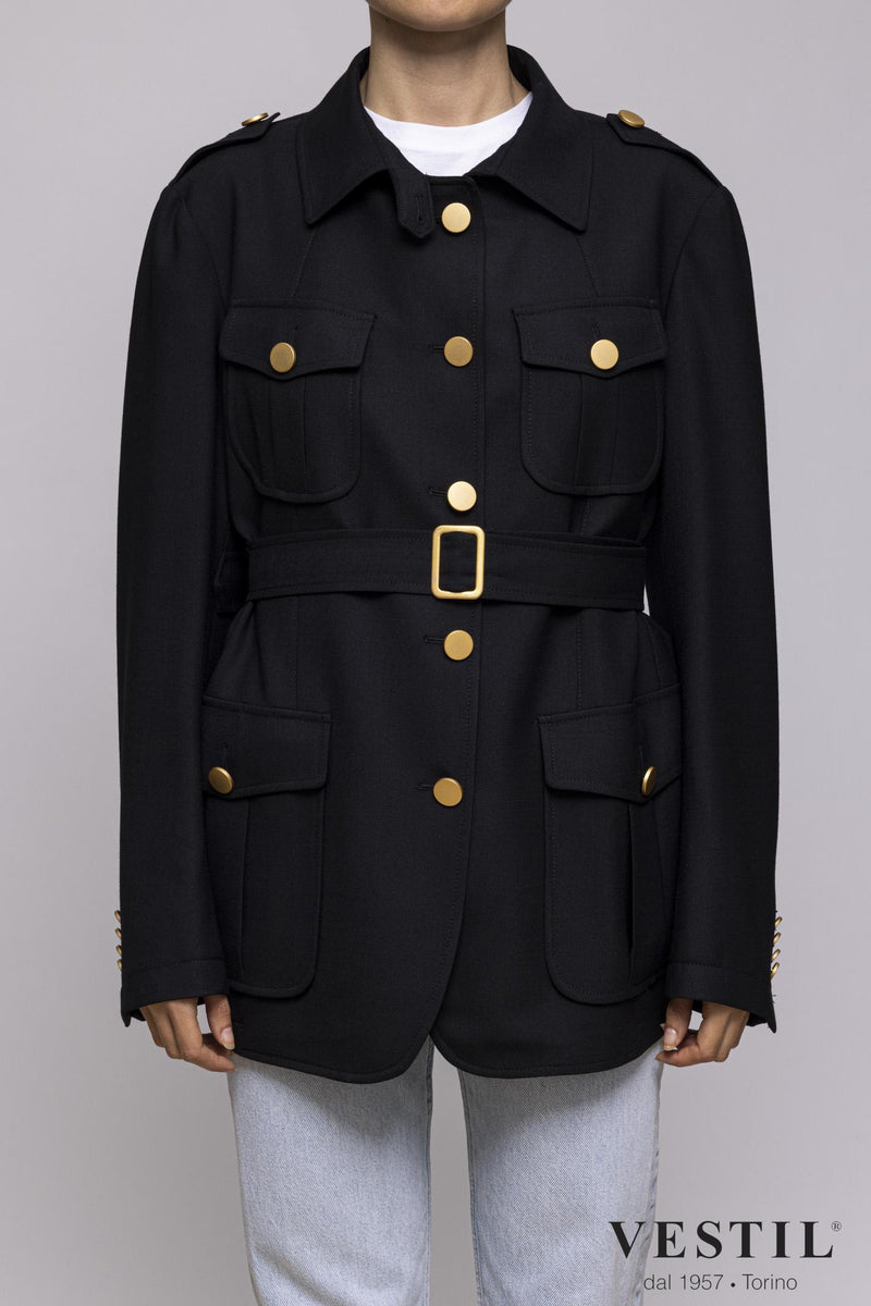 single-breasted - long - belted waist