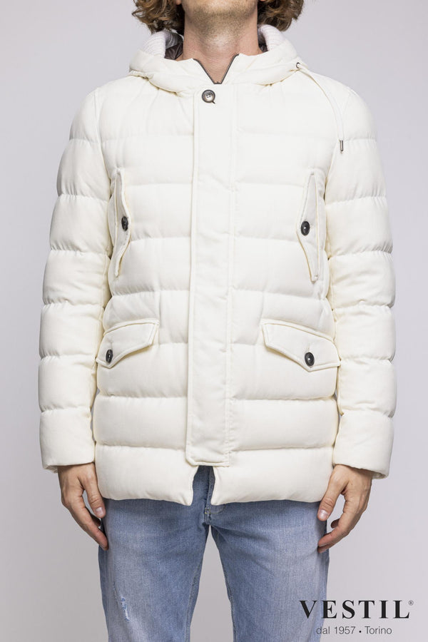 MEN'S HERNO JACKET, NORFOLK WOOL PARKA, WHITE 