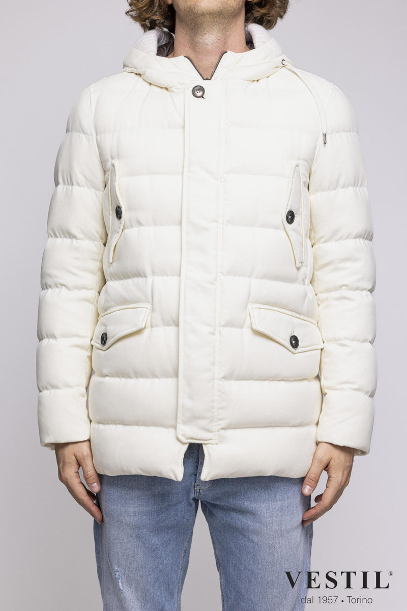 MEN'S HERNO JACKET, NORFOLK WOOL PARKA, WHITE 