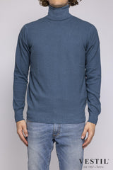 ALTEA, Turtleneck sweater in soft geelong wool, blue, men
