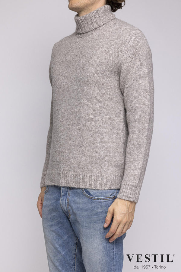 SETTEFILI CASHMERE, Wool blend turtleneck sweater, beige, man