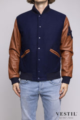 College man white bomber jacket