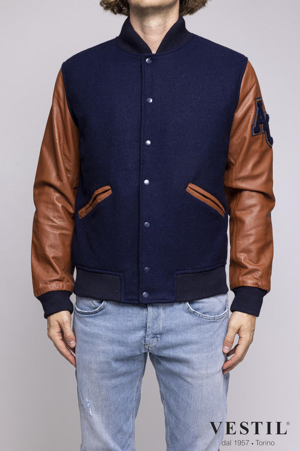 College man white bomber jacket