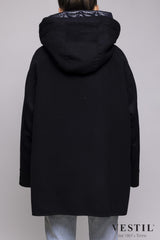WOMEN'S MOORER JACKET, CABAN, BLACK AND BLUE 