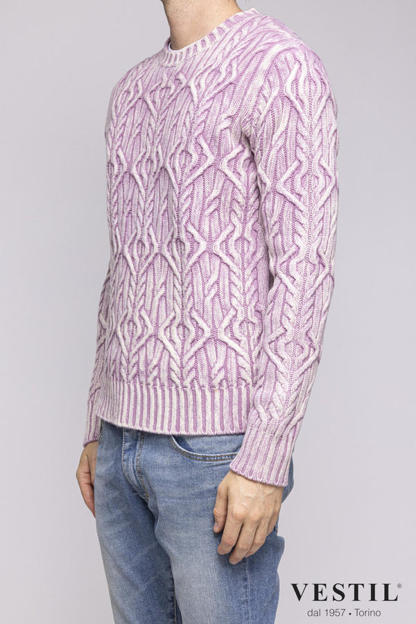 ALTEA, Crew-neck sweater with wool braid, pink, man