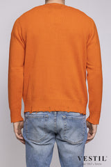 AMARANTO, Cashmere crew-neck sweater, orange, unisex