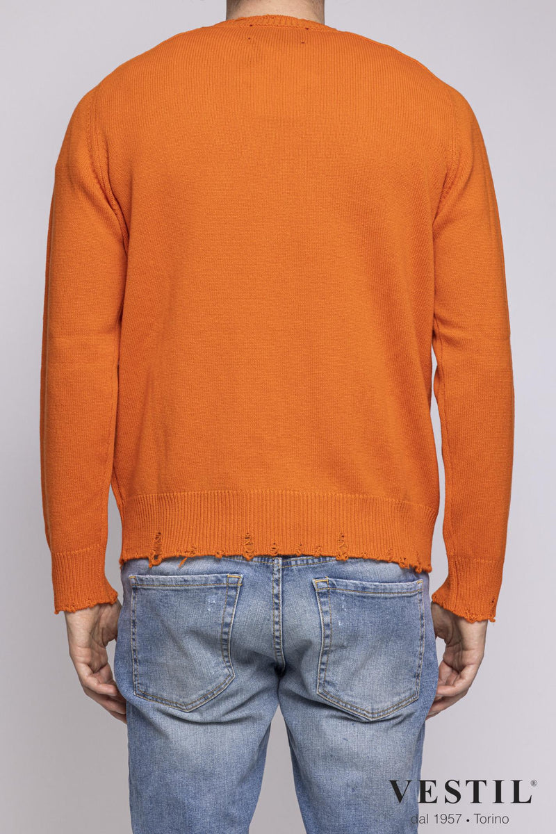 AMARANTO, Cashmere crew-neck sweater, orange, unisex