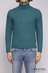 SETTEFILI CASHMERE, Turtleneck sweater in wool blend, teal, man