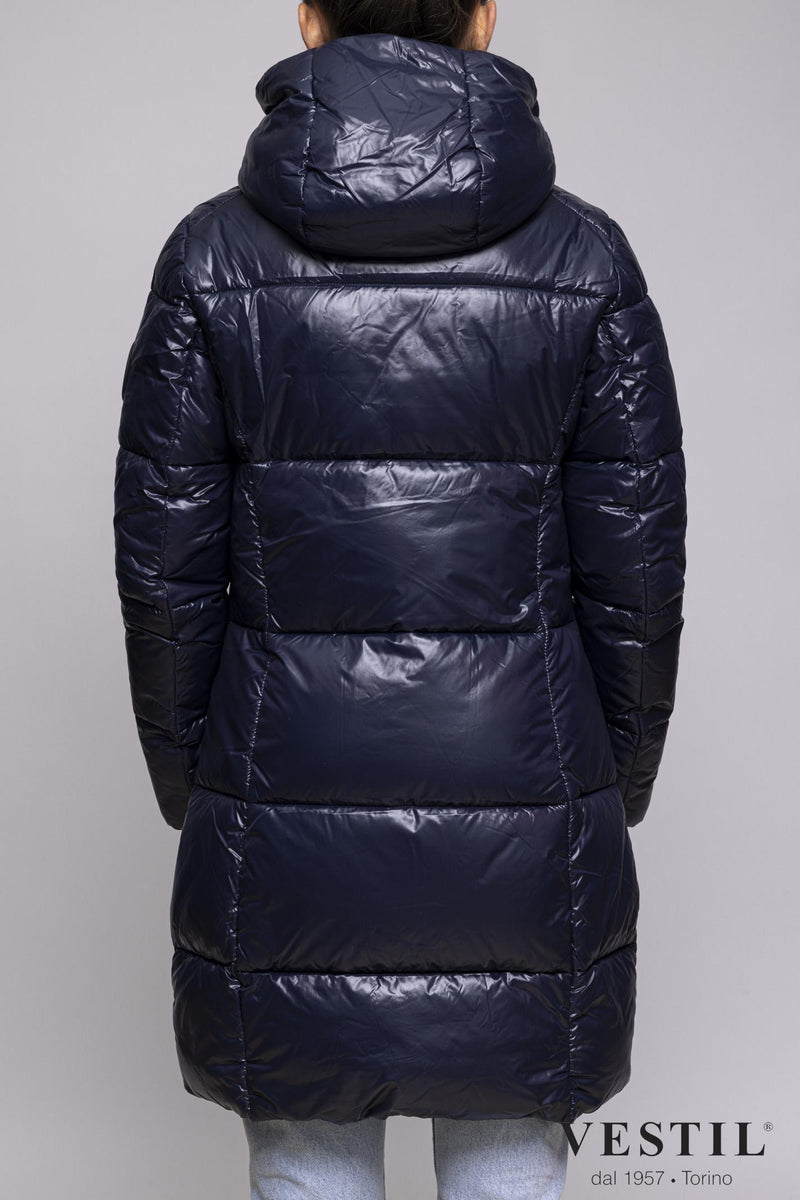 SAVE THE DUCK WOMEN'S JACKET, ECO-FEATHER AND NYLON, SHINY BLUE