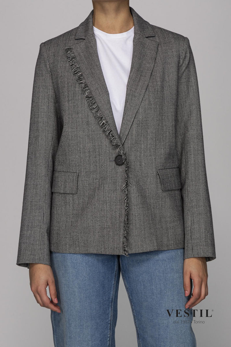 ANTONELLI WOMEN'S JACKET, FRINGED, MOUSE GREY