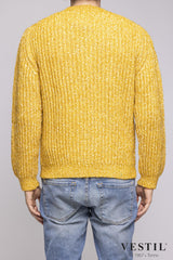 SETTEFILI CASHMERE, Crew-neck sweater with English rib, in wool blend, ocher, man