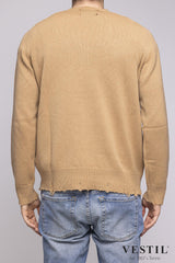 AMARANTO, Cashmere crew-neck sweater, camel, unisex