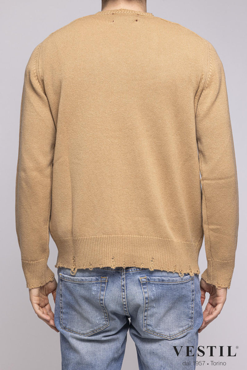 AMARANTO, Cashmere crew-neck sweater, camel, unisex