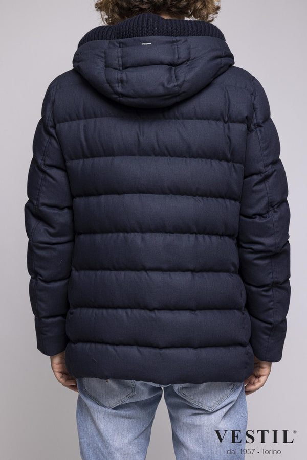 MEN'S HERNO JACKET, WOOL PARKA, BLUE