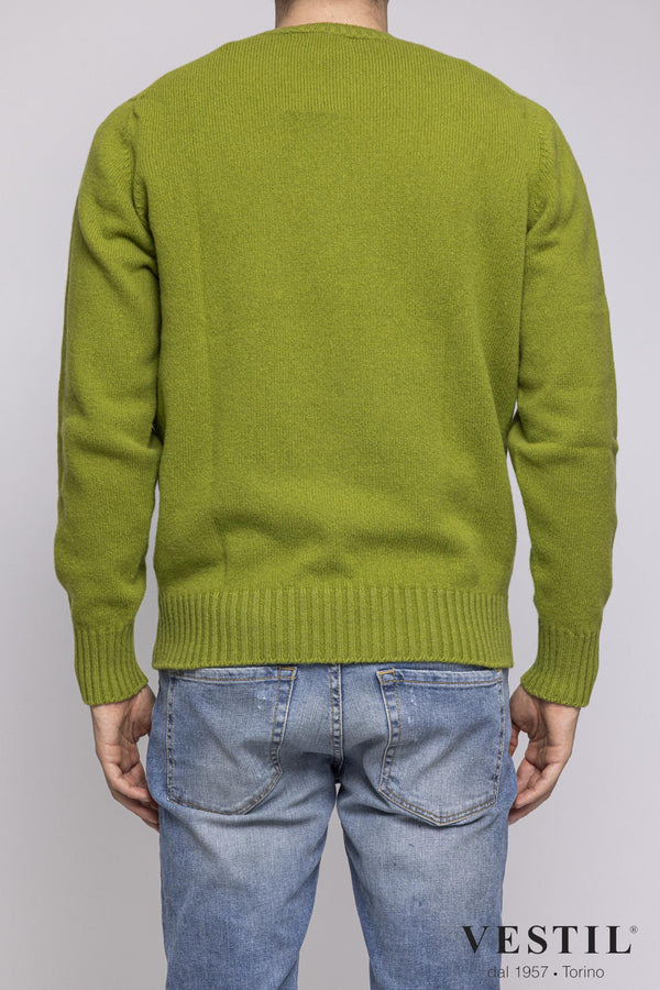 JURTA, Crew-neck sweater in wool blend, acid green, man