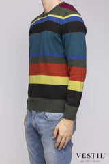 GALLO, Cashmere crew-neck sweater, mixed color pattern