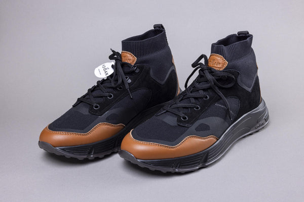 HOGAN, sports shoe, black leather, man