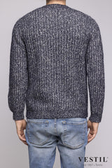 SETTEFILI CASHMERE, Crew-neck sweater, wool and cotton blend, grey, man