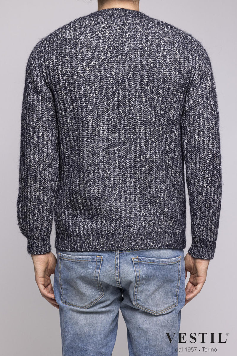 SETTEFILI CASHMERE, Crew-neck sweater, wool and cotton blend, grey, man