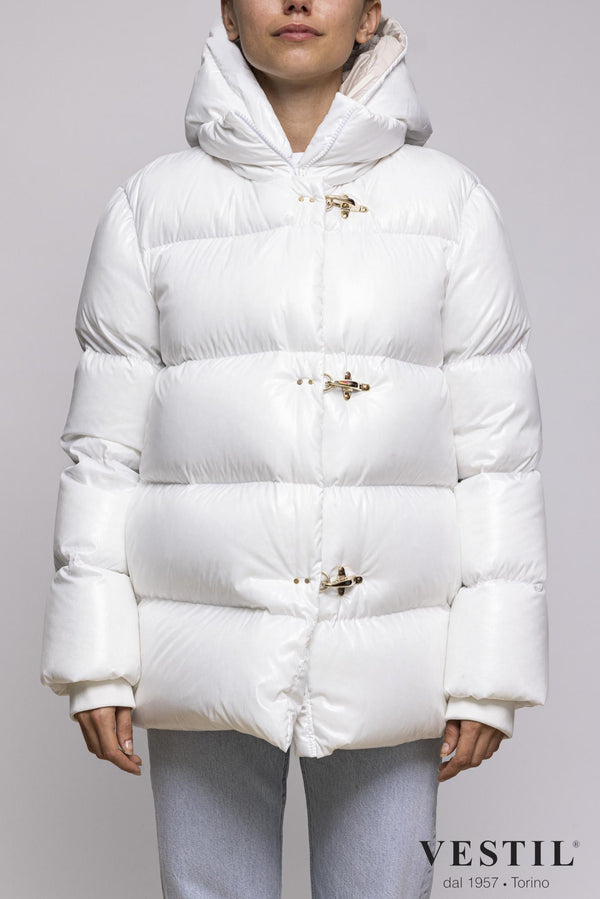 FAY, down jacket with hood, white, women